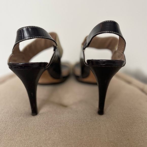 Donald J Pliner platform Healed Sandals slip canvas and leather - Picture 5 of 12